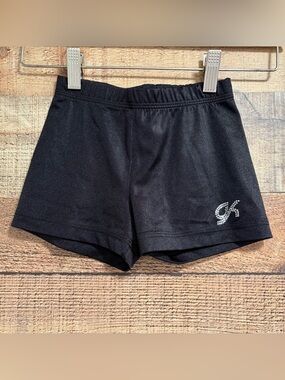 GK Gymnastics Shorts Girls CL Black Athletic Shorts 75% Nylon 25% Spandex EUC